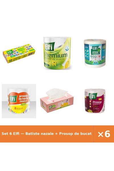 Elfi Set 6 — Batiste nazale + Prosop de bucatarie Pre + Prosop de bucatarie