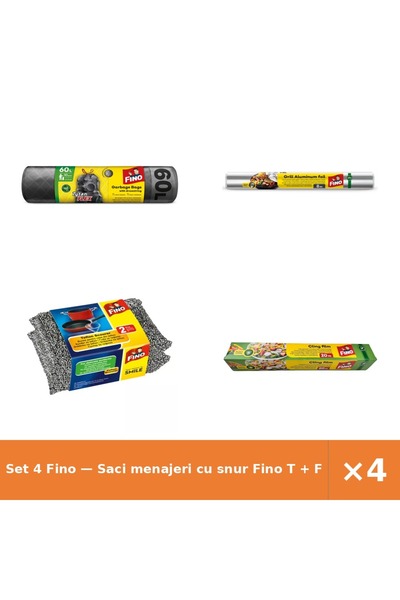 Fino Set 4 — Saci menajeri cu snur T + Folie de aluminiu pentr + Burete pentr...