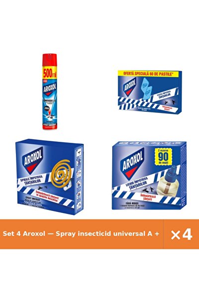 Aroxol Set 4 — Spray insecticid universal A + Pastile impotriva tantarilor + ...