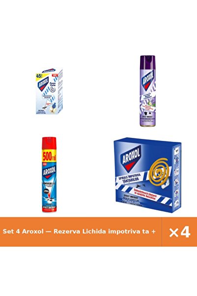 Aroxol Set 4 — Rezerva Lichida impotriva ta + Spray antimolii + Spray insecti...