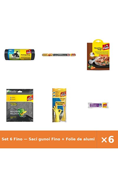Fino Set 6 — Saci gunoi + Folie de aluminiu + Pungi pentru copt
