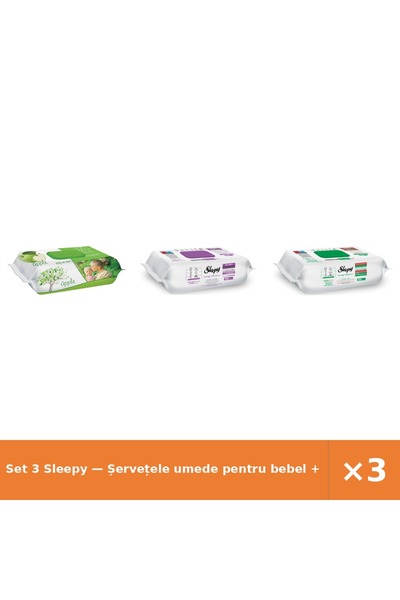 Sleepy Set 3 — Șervețele umede pentru bebel + Șervețele umede Easy + Șervețel...