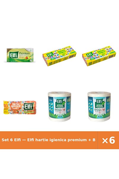 Elfi Set 6 — hartie igienica premium + Batiste nazale + Hartie Igienica Family
