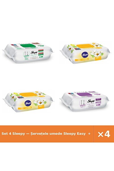 Sleepy Set 4 — Șervețele umede Easy + Șervețele umede pentru bebel + Șervețel...