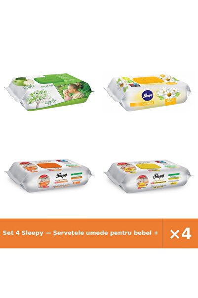 Sleepy Set 4 — Șervețele umede pentru bebel + Șervețele umede pentru bebel + ...