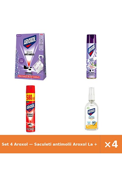 Aroxol Set 4 — Saculeti antimolii La + Spray antimolii + Spray impotriva gand...