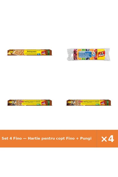 Fino Set 4 — Hartie pentru copt + Pungi alimentare 1l + Hartie pentru copt