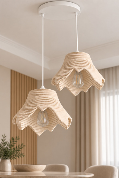 Kasre Pinterest Tarzı Dalga Desenli 2’li Sarkıt Avize Modern Bohem Tasarım Be...