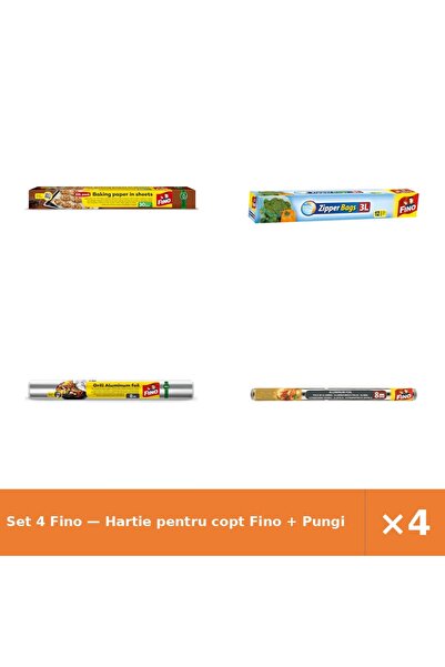 Fino Set 4 — Hartie pentru copt + Pungi alimentare Zipper + Folie de aluminiu...