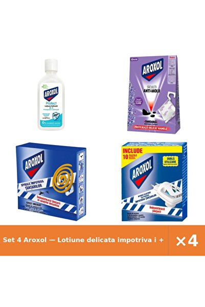 Aroxol Set 4 — Lotiune delicata impotriva i + Saculeti antimolii La + Spirale...