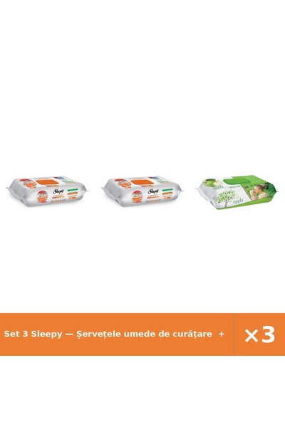 Sleepy Set 3 — Șervețele umede de curățare + Șervețele umede pentru bebel
