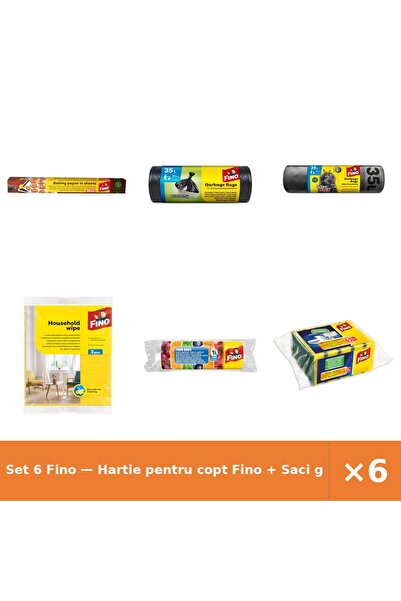 Fino Set 6 — Hartie pentru copt + Saci gunoi + Saci menajeri cu snur T