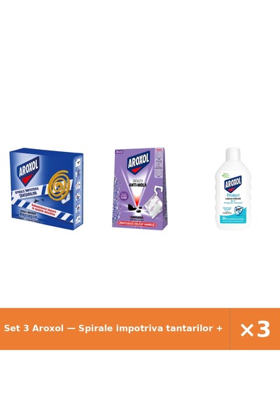 Aroxol Set 3 — Spirale impotriva tantarilor + Saculeti antimolii La + Lotiune...