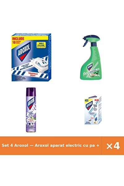 Aroxol Set 4 — aparat electric cu pa + Lichid instant impotr + Spray antimolii