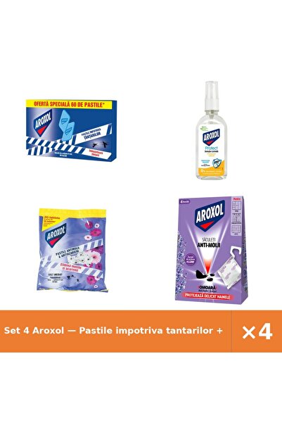 Aroxol Set 4 — Pastile impotriva tantarilor + Solutie lichida impotriva in + ...
