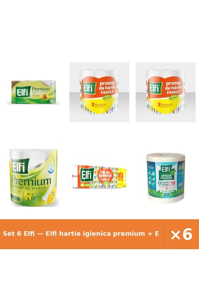 Elfi Set 6 — hartie igienica premium + Prosop Family 2St/220Fo + Prosop de bu...