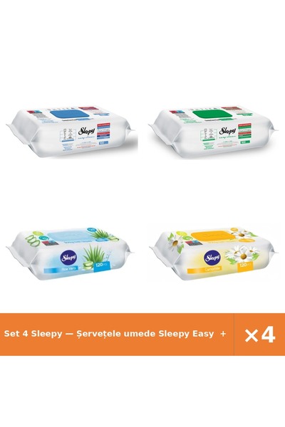 Sleepy Set 4 — Șervețele umede Easy + Șervețele umede Easy + Șervețele umede ...