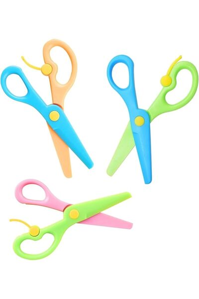 ALMEKAQUZ 3Pcs Safety Scissors Set,Preschool Training Scissor Art Craft Safe ...