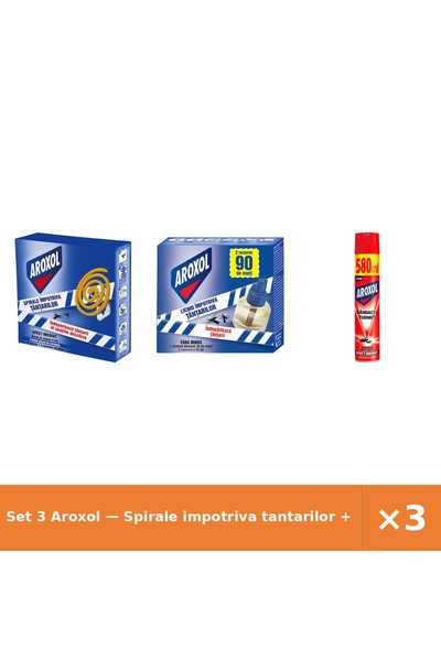 Aroxol Set 3 — Spirale impotriva tantarilor + Rezerva lichida impotriva ta + ...