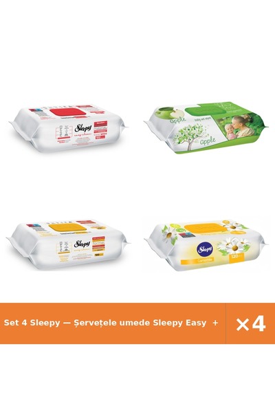 Sleepy Set 4 — Șervețele umede Easy + Șervețele umede pentru bebel + Șervețel...