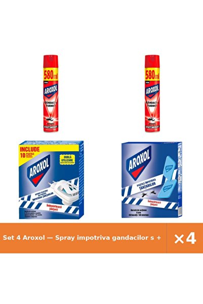 Aroxol Set 4 — Spray impotriva gandacilor s + aparat electric cu pa + Pastile...