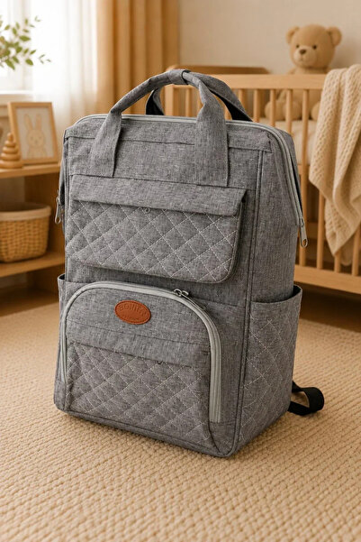 Tuğra Bebe Multi-Compartment Zippered Baby Care Bag Backpack Model