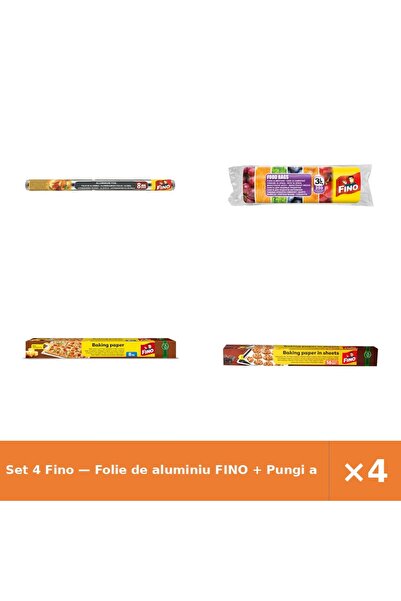 Fino Set 4 — Folie de aluminiu + Pungi alimentare 3l + Hartie pentru copt