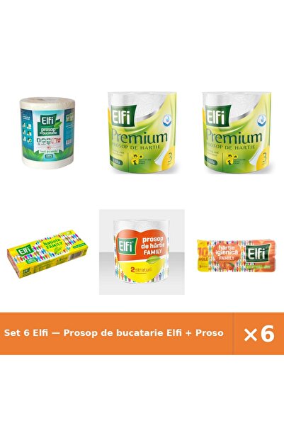 Elfi Set 6 — Prosop de bucatarie + Prosop de bucatarie Pre + Batiste nazale