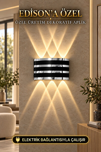 Edison Silver Striped 220V Led Wall Sconce Daylight Bidirectional Decorative ...