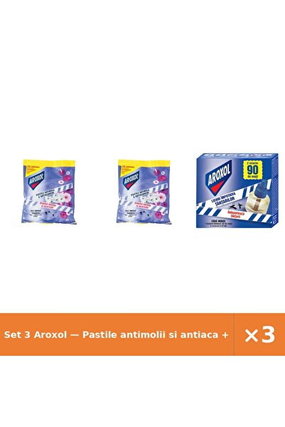Aroxol Set 3 — Pastile antimolii si antiaca + Rezerva lichida impotriva ta