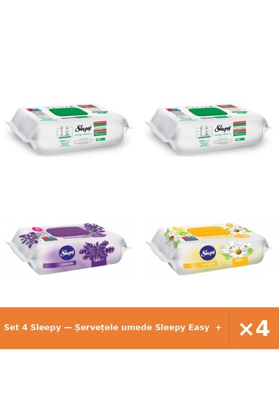 Sleepy Set 4 — Șervețele umede Easy + Șervețele umede pentru bebel + Șervețel...