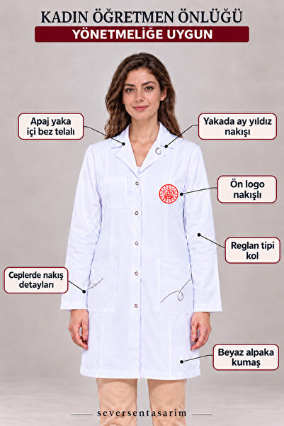 Nebi Fırat Fıne Grup Mevzuata Uygun Kadın Öğretmen Önlüğü Nakışlı