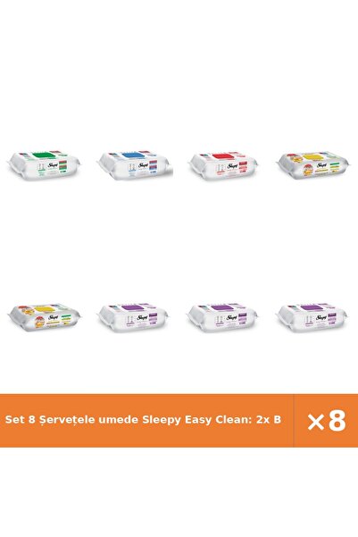 Sleepy Set 8 șervețele umede Easy Clean: 2x Bucătărie, 3x Orchid, Alb, Bleach...