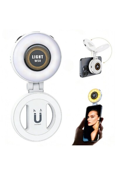 Generic Brand Lumină LED magnetică + oglindă, potrivită pentru telefoane mobi...