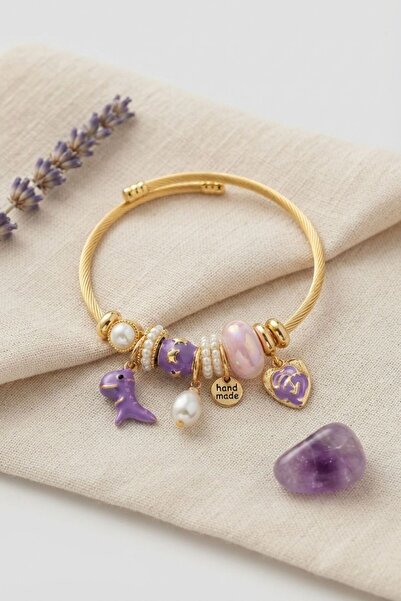 Generic Brand Trex and Heart Purple Charm Bracelet