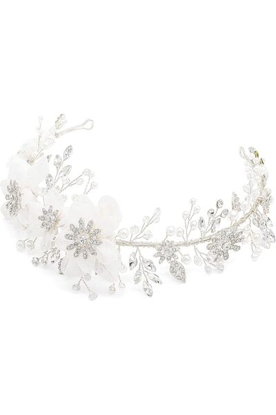 TERRIFI Flower Girl Headpiece, Ivory Tulle Floral Wedding Headband, Princess ...