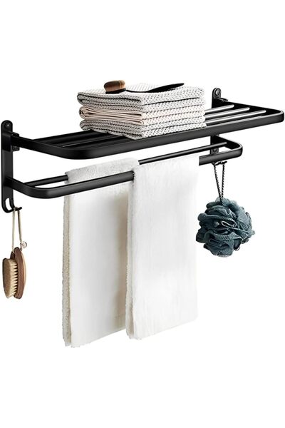 Arabest Wall Mounted Dual Folding Towel Rack,Space Aluminum Bathroom Organize...