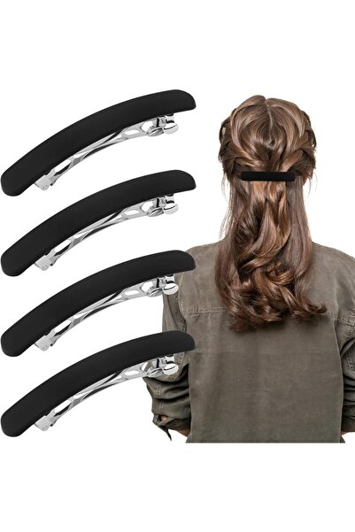 Atoden Hair Clip, Black Matte Barrettes for Women 4Pcs, Flat Hair Clips for T...