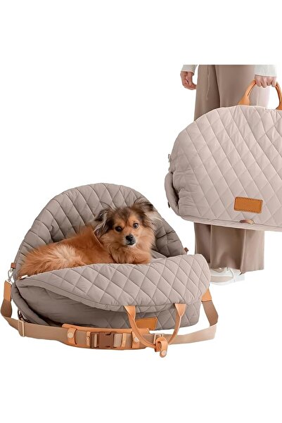 Generic Luxury Quilted Pet Carrier Bed, Waterproof Fabric, Pink, Beige with S...