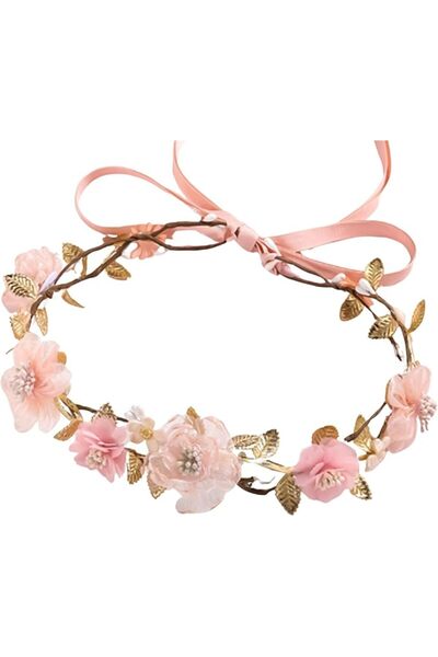 NALACAL Floral Tiara – Handcrafted Pink Flower Headband for Women, Vintage-In...