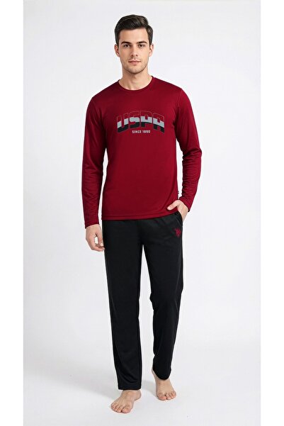 U.S. Polo Assn. Men's Claret Red Pajama Set