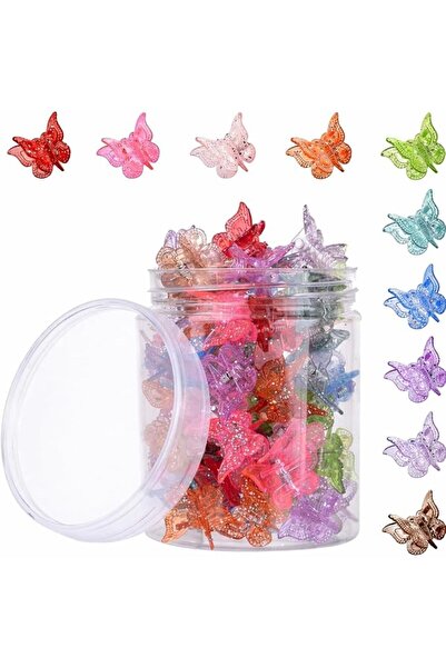 SYOSI 50 Pcs Nonslip Small Claw Clip, Glitter Butterfly Hair Clips for Women ...