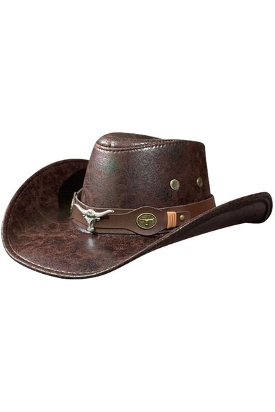 Generic Brand Pălărie de cowboy, Pălării, Circumferința capului 56-60 cm, Păl...