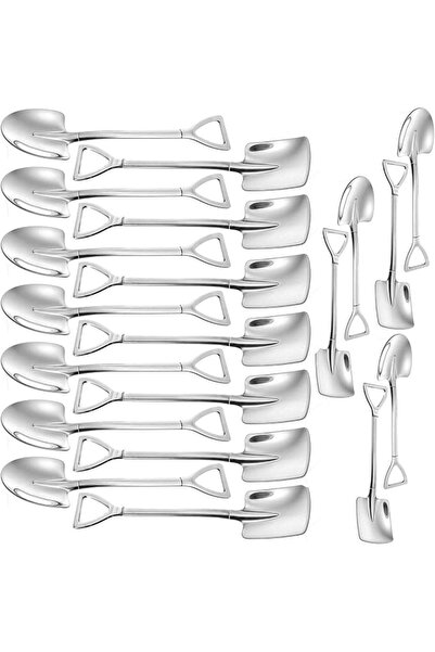 Yelajoy 20Pcs Mini Silver Shovel Spoons, Stainless Steel Shovel Spoons Square...