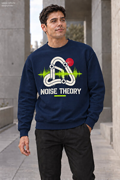 caddekombin Men's Noise Theory Written Crew Neck Casual Regular Fit Sweatshirt
