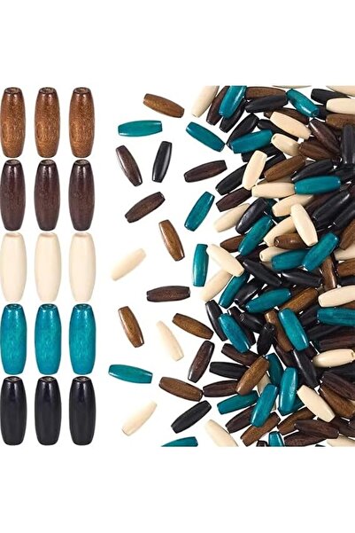 Tazweeq 100pcs Wooden Beads for Crafts, Large Hole Natural Wood Hair Beads, C...