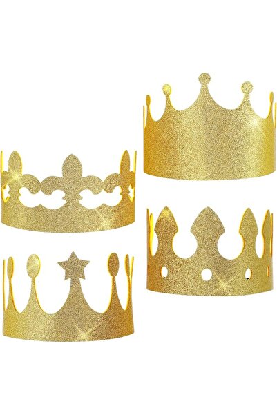 TERRIFI Senior Crown Gold Felt Paper Crowns for Adults, 4 Pcs Birthday Boy Ki...