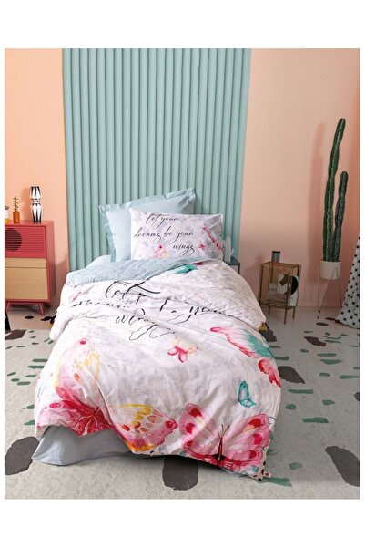 Cotton Box Rf Genç -Wings Mint- Single Duvet Cover Set with Elastic Sheets