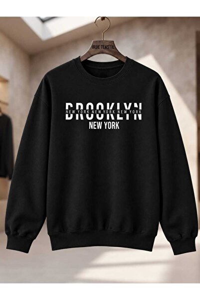 NEW YORK BROOKLYN Baskılı Ünisex Penye Sweatshirt