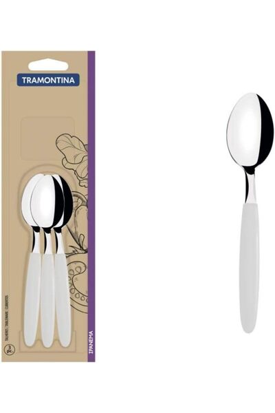 TRAMONTINA Ipanema stainless steel teaspoon set with white polypropylene hand...